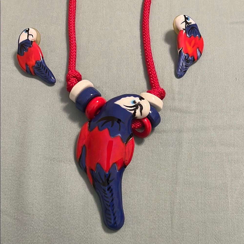 Bird necklace and earring set